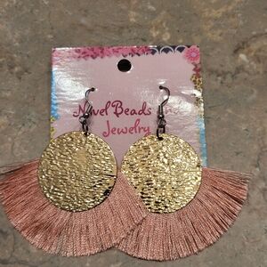 Gold and Pink Fringe earrings